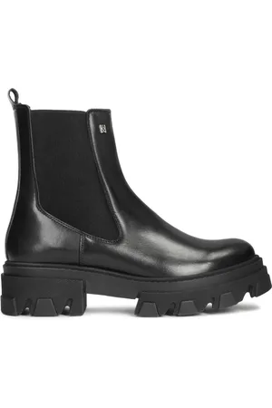 Kazar Sko, Dame, Sort, 35 EU, Læder, Læder Slip-On Sneakers med Elastiske Indsatser