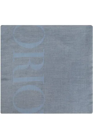 Emporio Armani Tilbehør, Herre, Blå, ONE SIZE, Bomuld, Tørklæde med logo