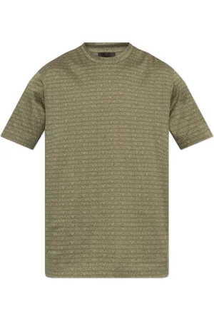 Emporio Armani Top, Herre, Grøn, M, Bomuld, T-shirt med logo