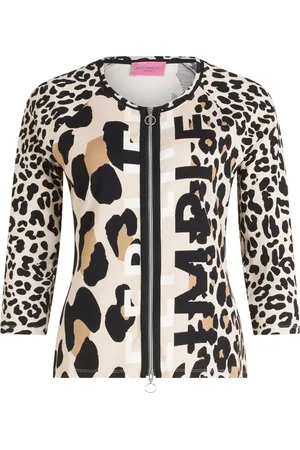Betty Barclay Sweathshirts & Hoodies, Dame, Flerfarvet, XL, Uld, Dyr Print Lynlås Skjortejakke