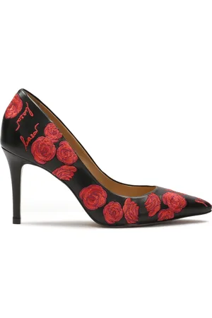 Kazar Sko, Dame, Flerfarvet, 39 1/2 EU, Læder, Sorte pumps med blomstret broderet mønster