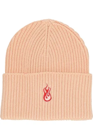 Vision Of Super Tilbehør, unisex, , ONE SIZE, Uld, Flames Logo Beanie Peach Hat
