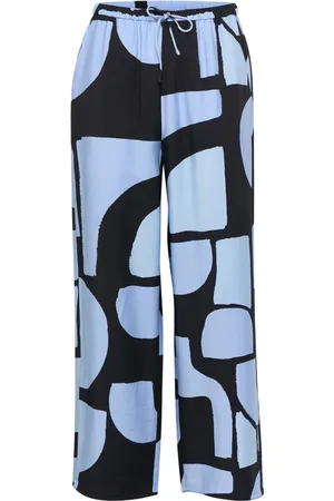INWEAR Bukser, Dame, Flerfarvet, S, Uld, Blå Soft Blocks Wide Leg Bukser
