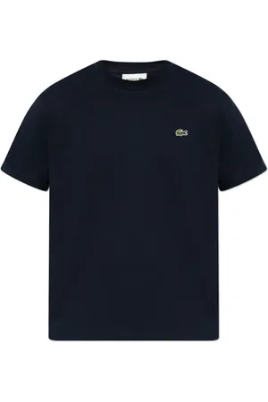 Lacoste Top, Herre, Blå, XL, Bomuld, T-shirt med logo patch