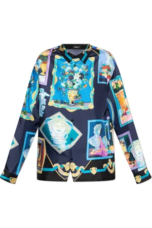 VERSACE Skjorte, Herre, Flerfarvet, L, Uld, Silkeskjorte