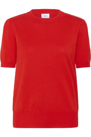 Saint Tropez Strik, Dame, Rød, 2XL, Uld, Flame Scarlet Strik Pullover