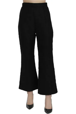 Dolce & Gabbana Bukser, Dame, Sort, XS, Polyester, Elegant High Waist Cropped Pants