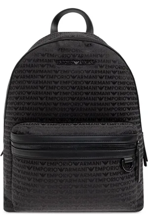 Emporio Armani Taske, Herre, Sort, ONE SIZE, Læder, Rygsæk med Monogram