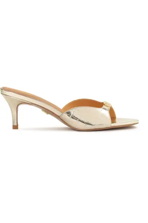 Kazar Sko, Dame, Gul, 37 EU, Uld, Skinnende guld monogram mules