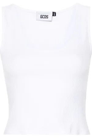 GCDS Top, Dame, Hvid, L, Uld, Bling Logo Tank Top