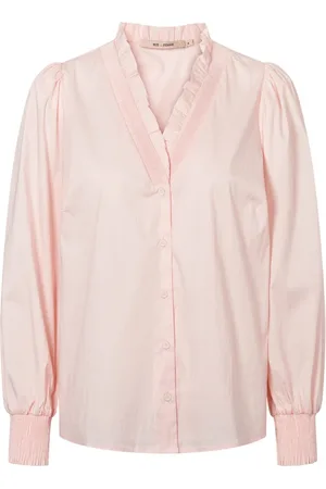 RUE de FEMME Bluser & Skjorter, Dame, Lyserød, XS, Feminin Laks Rose Skjorte med Smockdetaljer