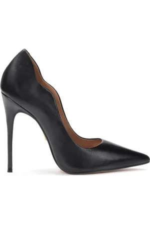 Kazar Sko, Dame, Sort, 39 EU, Læder, Sort bølget højhælede pumps