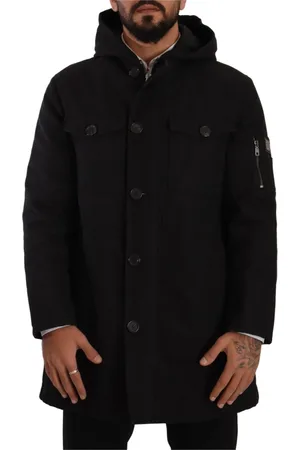 Dolce & Gabbana Frakke, Herre, Sort, S, Bomuld, Elegant Sort Parka Hættetrøje