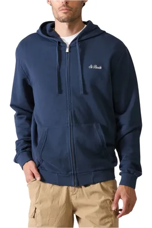 MC2 SAINT BARTH Sweathshirts & Hoodies, Herre, Blå, XL, Uld, Fuld Lynlås College Hættetrøje