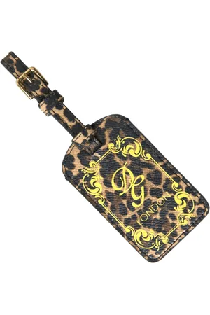 Dolce & Gabbana Tilbehør, Dame, Flerfarvet, ONE SIZE, Læder, Leopard Læder Bagagemærke