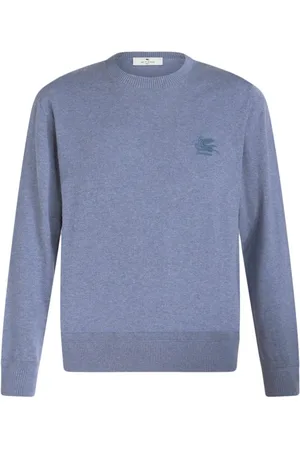 Etro Strik, Herre, Blå, 2XL, Uld, Stilfuld Maglia skjorte