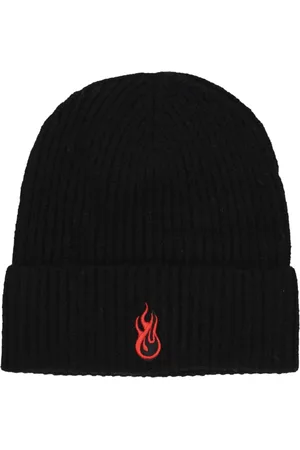 Vision Of Super Tilbehør, unisex, Sort, ONE SIZE, Uld, Flames Logo Sort Beanie Hat