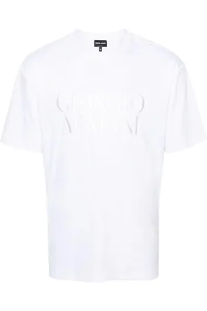 Giorgio Armani Top, Herre, Hvid, L, Bomuld, Afslappet Bomuld T-Shirt