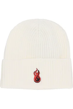 Vision Of Super Tilbehør, unisex, Hvid, ONE SIZE, Uld, Flames Logo Off Beanie Hat