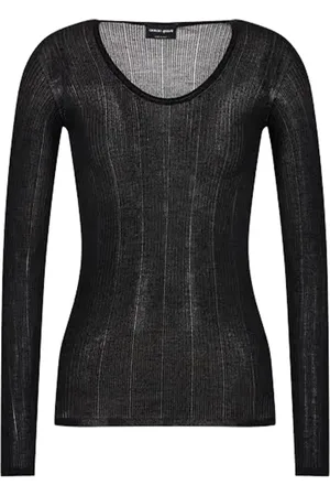 Giorgio Armani Strik, Dame, Sort, XS, Uld, Stilfuld Sweater Uc99