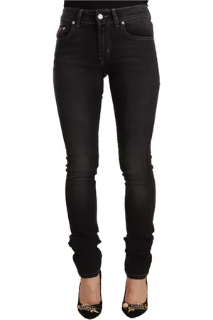 Gianfranco Ferré Jeans, Dame, Sort, W26, Bomuld, Elegant Sort Slim Fit Jeans med Mellemtalje