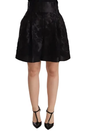 Dolce & Gabbana Shorts, Dame, Sort, 3XS, Bomuld, Elegant Brokade Blomstret High-Waisted Shorts