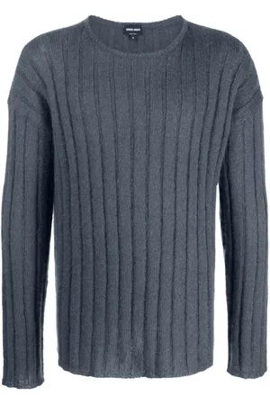 Giorgio Armani Strik, Herre, Blå, 2XL, Uld, Stilfuld Ubq3 Maglia Skjorte