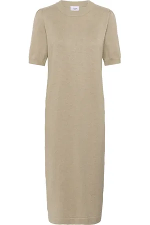Saint Tropez Kjole, Dame, Grøn, M, Feminin Strik Kjole Plaza Taupe