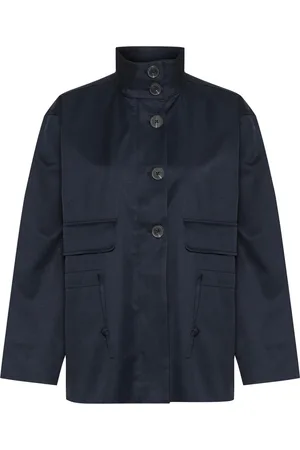 INWEAR Jakke, Dame, Blå, 2XS, Bomuld, Marineblå jakke med høj hals