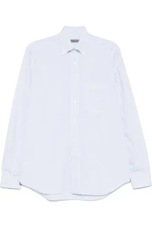 corneliani Skjorte, Herre, Blå, M, Uld, Blå Stribet Skjorte Stilfuld