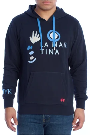 La Martina Sweathshirts & Hoodies, Herre, Blå, M, Bomuld, Hættetrøje med lynlås og unikke grafikker