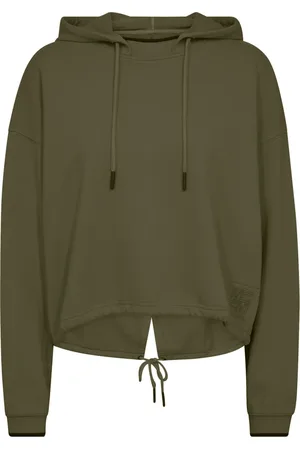 Mos Mosh Sweathshirts & Hoodies, Dame, Grøn, XS, Bomuld, Havskildpadde Cropped Hættetrøje Sweatshirt