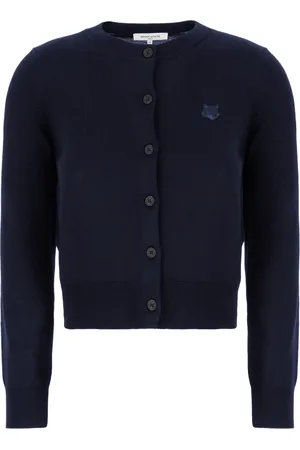 Maison Kitsuné Strik, Dame, Blå, S, Uld, Stilfuldt Strikketøj Kollektion