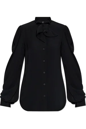 Balenciaga Bluser & Skjorter, Dame, Sort, M, Polyester, Skjorte med slips