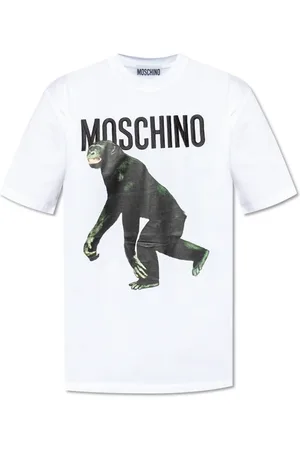 Moschino Top, Herre, Hvid, XL, Bomuld, T-shirt med logo