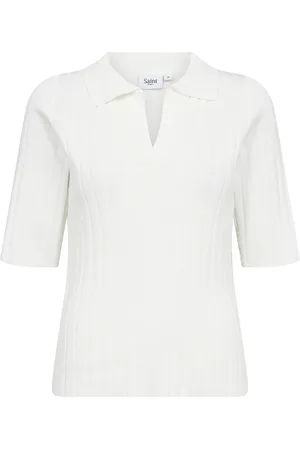 Saint Tropez Strik, Dame, Hvid, L, Uld, Polo Pullover Strik Is