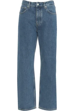 Won Hundred Jeans, Dame, Blå, W31, Bomuld, Blå Straight Fit Jeans med Logo Patch