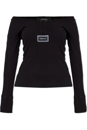 VERSACE Top, Dame, Sort, L, Bomuld, Rillet lingeritop