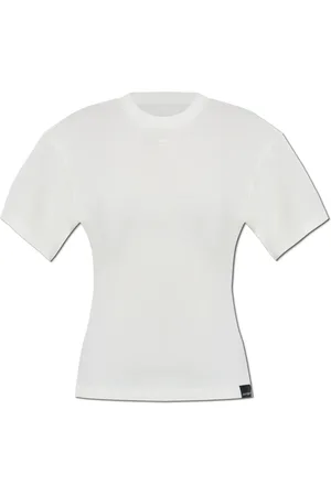 Courrèges Top, Dame, Hvid, L, Bomuld, T-shirt med logo