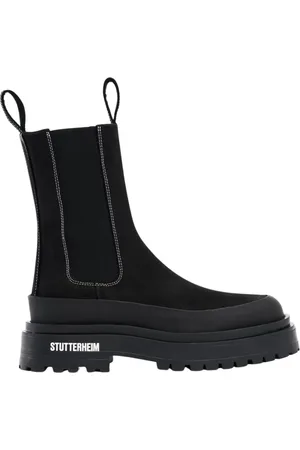 Stutterheim Sko, Dame, Sort, 36 EU, Læder, Kraftige Nubuck Mid-Calf Vandtætte Støvler