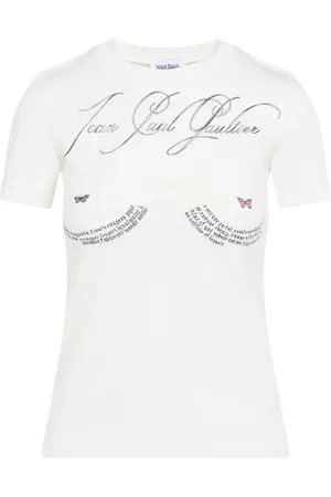 Jean Paul Gaultier Top, Dame, Hvid, M, Bomuld, Hvid T-shirt til kvinder