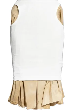 Maison Margiela Nederdel, Dame, Hvid, S, Bomuld, Nederdel med topmotiv