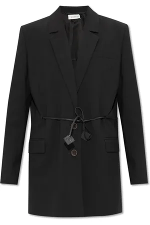 Lanvin Jakke, Dame, Sort, XS, Uld, Uld Blazer med Læderbånd