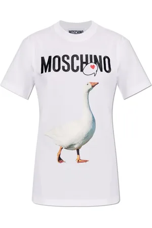 Moschino Top, Dame, Hvid, XS, Bomuld, T-shirt med logo