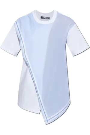 Moschino Top, Dame, Blå, XS, Bomuld, T-shirt med logo