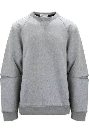 Alexander McQueen Sweathshirts & Hoodies, Herre, Grå, XL, Bomuld, Herre Pullover Sweater med Broderet Logo