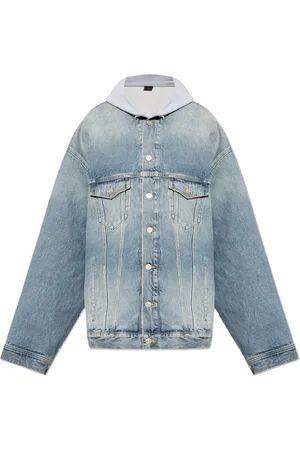 Balenciaga Jakke, Herre, Blå, L, Denim, Denimjakke med hætte
