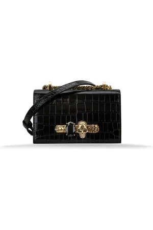 Alexander McQueen Taske, Dame, Sort, ONE SIZE, Uld, Kvinders læder skuldertaske med magnetisk knap