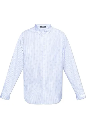 VERSACE Skjorte, Herre, Blå, 2XL, Bomuld, Stribet skjorte