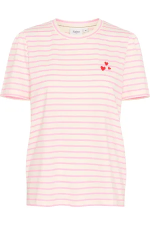 Saint Tropez Top, Dame, Flerfarvet, 2XL, Bomuld, Stribet Hvid Tee Juciasz Top